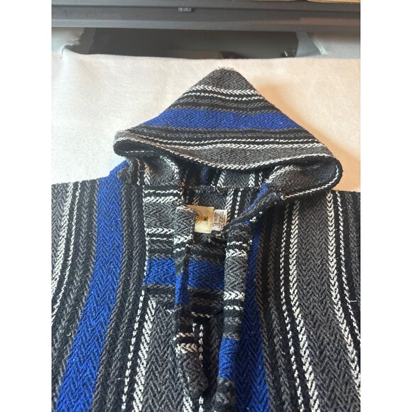 Earth Rogz Medium Mexican Baja Hoodie Sweatshirt Striped Pullover With Kangaroo - Picture 4 of 13